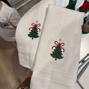 Festive Christmas Tree Embroidered Towels